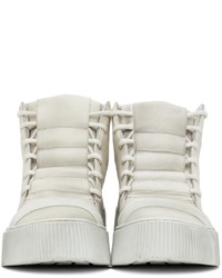 hellbeige hohe Sneakers aus Leder von Boris Bidjan Saberi