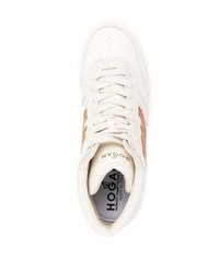 hellbeige hohe Sneakers aus Leder von Hogan