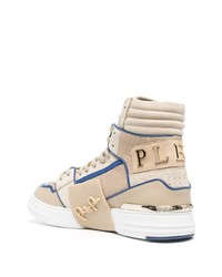 hellbeige hohe Sneakers aus Leder von Philipp Plein