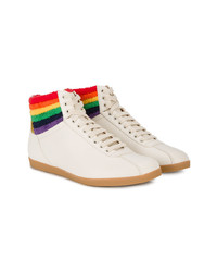 hellbeige hohe Sneakers aus Leder von Gucci