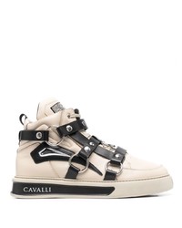 hellbeige hohe Sneakers aus Leder von Roberto Cavalli