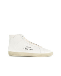 hellbeige hohe Sneakers aus Leder von Saint Laurent