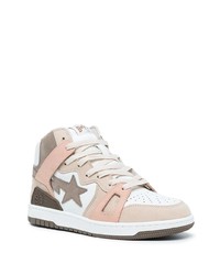 hellbeige hohe Sneakers aus Leder von A Bathing Ape