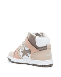 hellbeige hohe Sneakers aus Leder von A Bathing Ape