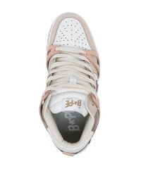 hellbeige hohe Sneakers aus Leder von A Bathing Ape