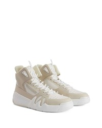 hellbeige hohe Sneakers aus Leder von Giuseppe Zanotti