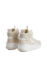 hellbeige hohe Sneakers aus Leder von Giuseppe Zanotti