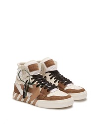 hellbeige hohe Sneakers aus Leder von Off-White