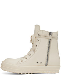 hellbeige hohe Sneakers aus Leder von Rick Owens