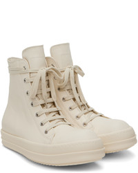 hellbeige hohe Sneakers aus Leder von Rick Owens