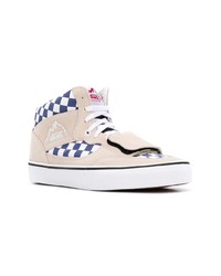 hellbeige hohe Sneakers aus Segeltuch mit Karomuster von Vans