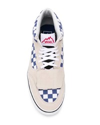 hellbeige hohe Sneakers aus Segeltuch mit Karomuster von Vans