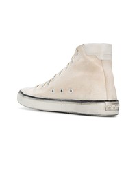 hellbeige hohe Sneakers aus Segeltuch von Saint Laurent