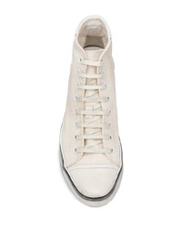 hellbeige hohe Sneakers aus Segeltuch von Saint Laurent