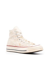 hellbeige hohe Sneakers aus Segeltuch von Converse