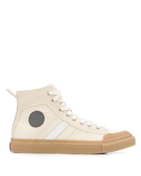 hellbeige hohe Sneakers aus Segeltuch von Diesel Red Tag