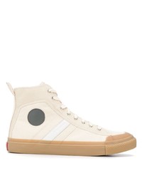 hellbeige hohe Sneakers aus Segeltuch von Diesel Red Tag