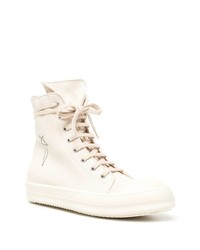 hellbeige hohe Sneakers aus Segeltuch von Rick Owens DRKSHDW