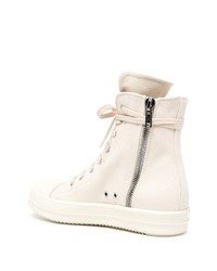 hellbeige hohe Sneakers aus Segeltuch von Rick Owens DRKSHDW