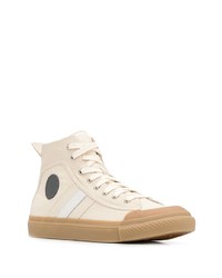 hellbeige hohe Sneakers aus Segeltuch von Diesel Red Tag