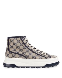 hellbeige hohe Sneakers aus Segeltuch von Gucci