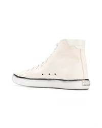 hellbeige hohe Sneakers aus Segeltuch von Saint Laurent