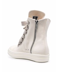 hellbeige hohe Sneakers aus Segeltuch von Rick Owens DRKSHDW