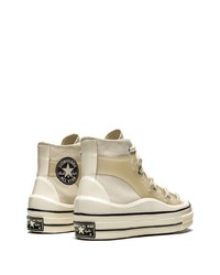 hellbeige hohe Sneakers aus Segeltuch von Converse