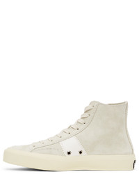 hellbeige hohe Sneakers aus Wildleder von Tom Ford