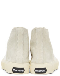 hellbeige hohe Sneakers aus Wildleder von Tom Ford