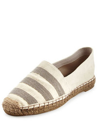 hellbeige horizontal gestreifte Espadrilles