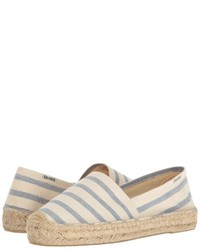 hellbeige horizontal gestreifte Schuhe