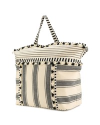 hellbeige horizontal gestreifte Shopper Tasche aus Segeltuch von Dodo Bar Or