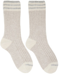 hellbeige horizontal gestreifte Socken von Brunello Cucinelli