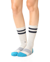 hellbeige horizontal gestreifte Socken von Stance