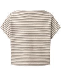 hellbeige horizontal gestreifter Kurzarmpullover von Stapf