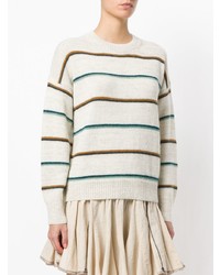 hellbeige horizontal gestreifter Oversize Pullover von Isabel Marant Etoile