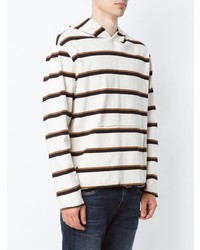 hellbeige horizontal gestreifter Pullover mit einem Kapuze von OSKLEN