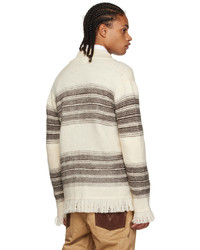 hellbeige horizontal gestreifter Pullover mit einem Reißverschluß von Junya Watanabe