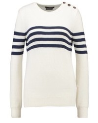 hellbeige horizontal gestreifter Pullover mit einem Rundhalsausschnitt von Set