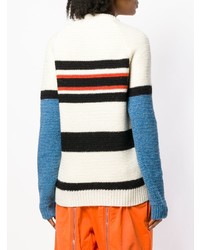 hellbeige horizontal gestreifter Pullover mit einem Rundhalsausschnitt von Calvin Klein 205W39nyc
