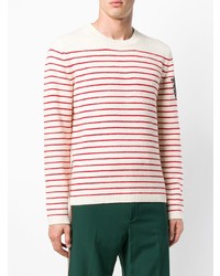 hellbeige horizontal gestreifter Pullover mit einem Rundhalsausschnitt von Gucci