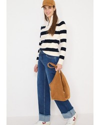 hellbeige horizontal gestreifter Pullover von Cecil