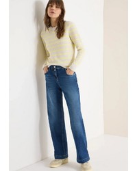 hellbeige horizontal gestreifter Pullover von Cecil