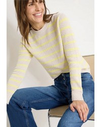 hellbeige horizontal gestreifter Pullover von Cecil