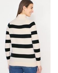 hellbeige horizontal gestreifter Pullover von Cecil
