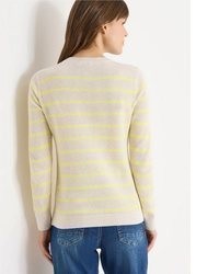 hellbeige horizontal gestreifter Pullover von Cecil