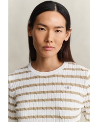 hellbeige horizontal gestreifter Pullover von GANT