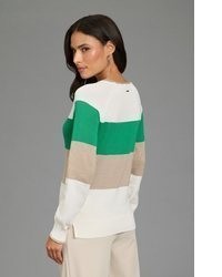 hellbeige horizontal gestreifter Pullover von Laura Scott