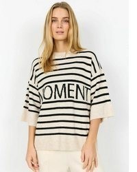 hellbeige horizontal gestreifter Pullover von Soyaconcept